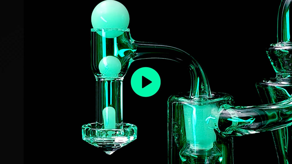 glass quartz slurper banger with glow-in-the-dark accent