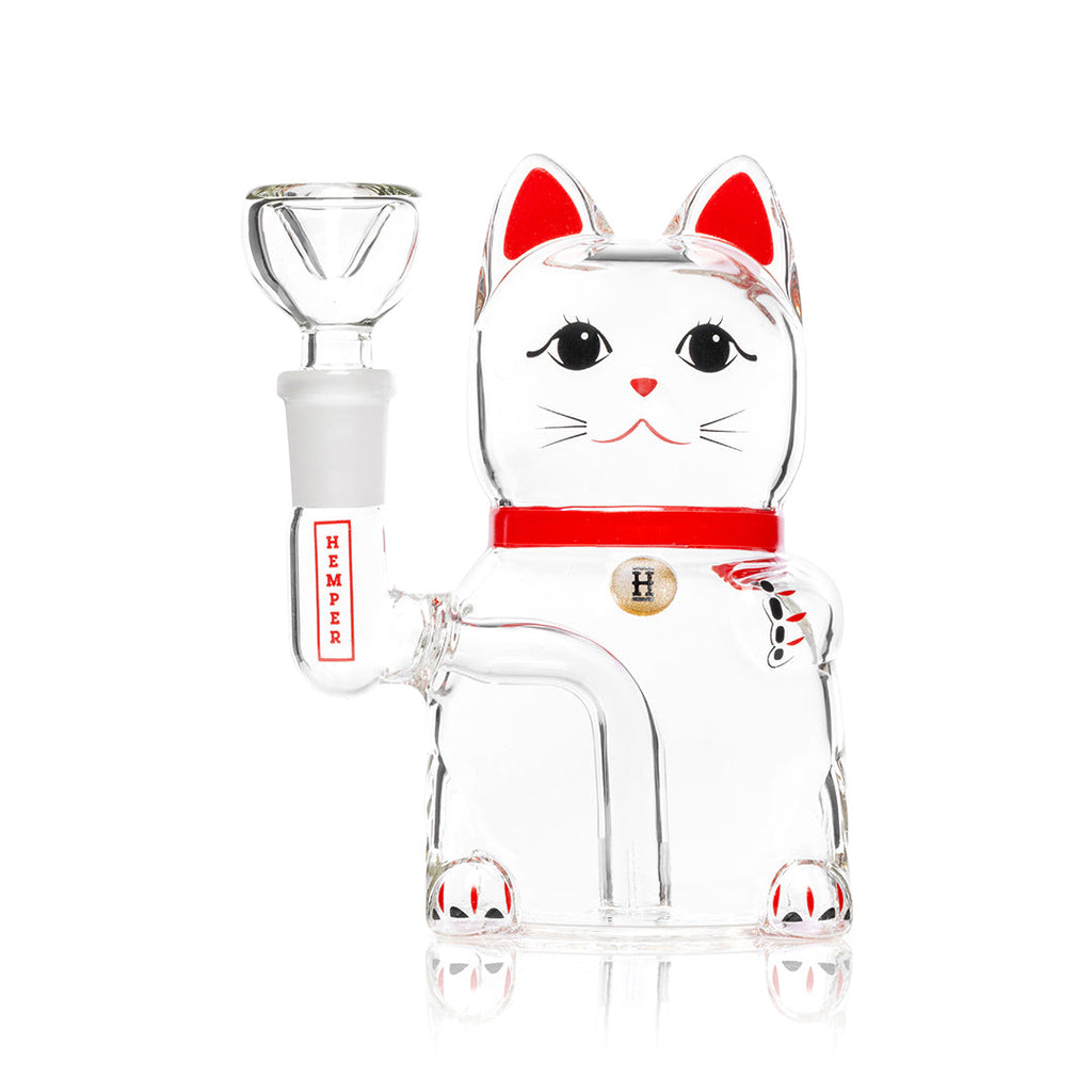 Hemper Lucky Cat Glass Water Pipe - 14mm Cat Bong