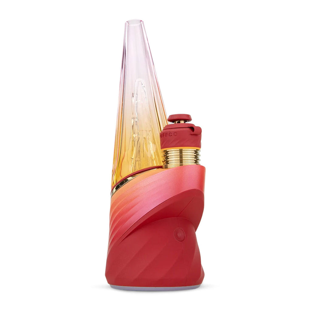 Red and gold Puffco Peak Pro 3DXL E Rig Daybreak Limited Edition on a white background